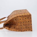 MCM Vicetos Logogram Tote Bag PVC Leather Brown Gold Auth 198306-4