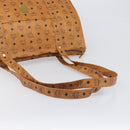 MCM Vicetos Logogram Tote Bag PVC Leather Brown Gold Auth 198306-7