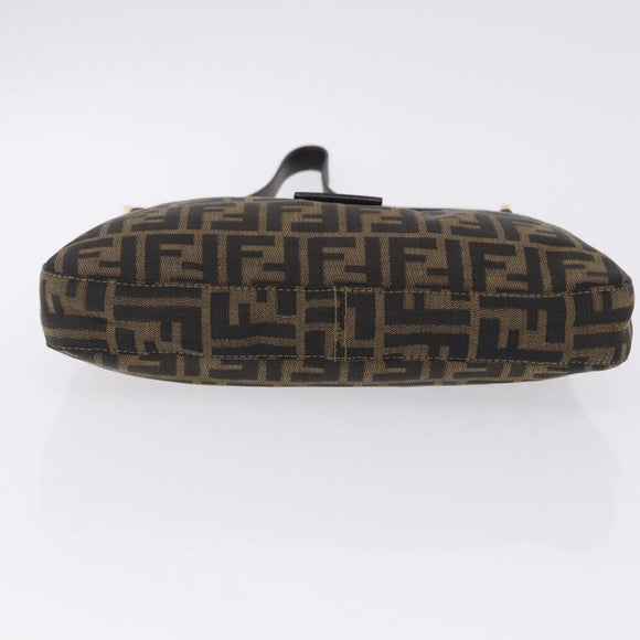 FENDI Zucca Canvas Mamma Baguette Shoulder Bag Brown Gold Tone Auth 198310V