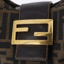 FENDI Zucca Canvas Mamma Baguette Shoulder Bag Brown Gold Tone Auth 198310V-19