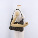 FENDI Zucca Canvas Mamma Baguette Shoulder Bag Brown Gold Tone Auth 198310V-31