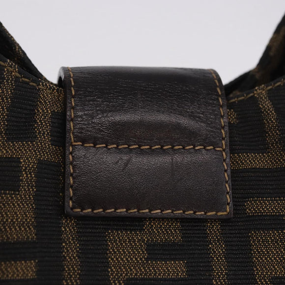 FENDI Zucca Canvas Mamma Baguette Shoulder Bag Brown Gold Tone Auth 198310V