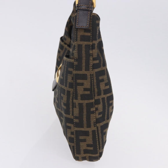 FENDI Zucca Canvas Mamma Baguette Shoulder Bag Brown Gold Tone Auth 198310V