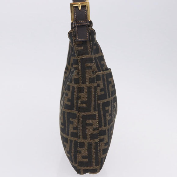 FENDI Zucca Canvas Mamma Baguette Shoulder Bag Brown Gold Tone Auth 198310V