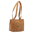 MCM Vicetos Logogram Tote Bag PVC Leather Brown Gold Auth 198311-1