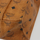 MCM Vicetos Logogram Tote Bag PVC Leather Brown Gold Auth 198311-15