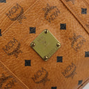 MCM Vicetos Logogram Tote Bag PVC Leather Brown Gold Auth 198311-12