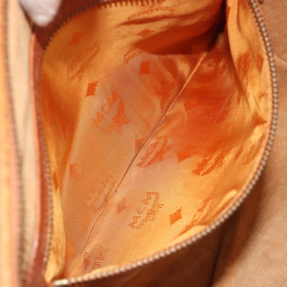 MCM Vicetos Logogram Tote Bag PVC Leather Brown Gold Auth 198311