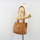 MCM Vicetos Logogram Tote Bag PVC Leather Brown Gold Auth 198311-22