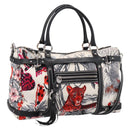 Salvatore Ferragamo Hand Bag Canvas 2way White Silver Auth 198313A-1