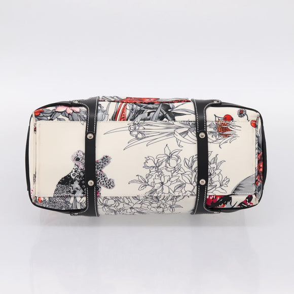 Salvatore Ferragamo Hand Bag Canvas 2way White Silver Auth 198313A
