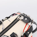 Salvatore Ferragamo Hand Bag Canvas 2way White Silver Auth 198313A-10