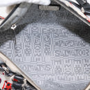 Salvatore Ferragamo Hand Bag Canvas 2way White Silver Auth 198313A-11
