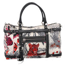 Salvatore Ferragamo Hand Bag Canvas 2way White Silver Auth 198313A-13