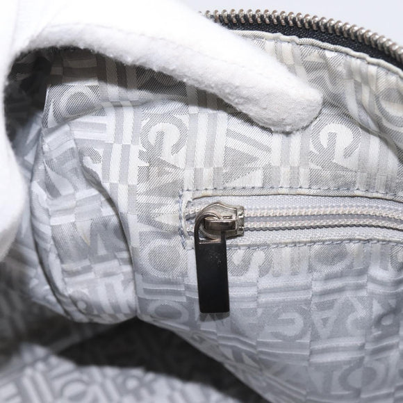 Salvatore Ferragamo Hand Bag Canvas 2way White Silver Auth 198313A