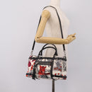 Salvatore Ferragamo Hand Bag Canvas 2way White Silver Auth 198313A-24