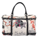 Salvatore Ferragamo Hand Bag Canvas 2way White Silver Auth 198313A-2