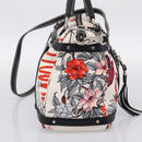 Salvatore Ferragamo Hand Bag Canvas 2way White Silver Auth 198313A-3