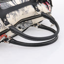 Salvatore Ferragamo Hand Bag Canvas 2way White Silver Auth 198313A-7