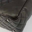 CHANEL Cambon Line Matelasse Bowling Bag Leather Dark Brown CC Auth 198322SAV-10