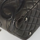 CHANEL Cambon Line Matelasse Bowling Bag Leather Dark Brown CC Auth 198322SAV-11