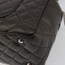 CHANEL Cambon Line Matelasse Bowling Bag Leather Dark Brown CC Auth 198322SAV-12