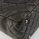 CHANEL Cambon Line Matelasse Bowling Bag Leather Dark Brown CC Auth 198322SAV-13