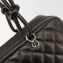 CHANEL Cambon Line Matelasse Bowling Bag Leather Dark Brown CC Auth 198322SAV-14
