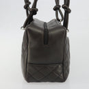 CHANEL Cambon Line Matelasse Bowling Bag Leather Dark Brown CC Auth 198322SAV-4