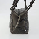 CHANEL Cambon Line Matelasse Bowling Bag Leather Dark Brown CC Auth 198322SAV-5