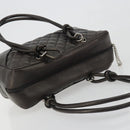 CHANEL Cambon Line Matelasse Bowling Bag Leather Dark Brown CC Auth 198322SAV-6