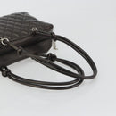 CHANEL Cambon Line Matelasse Bowling Bag Leather Dark Brown CC Auth 198322SAV-7