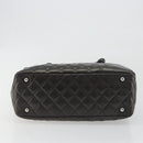 CHANEL Cambon Line Matelasse Bowling Bag Leather Dark Brown CC Auth 198322SAV-9