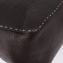 FENDI Celeria Shoulder Bag Leather Brown Silver Auth 198325-15