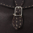 FENDI Celeria Shoulder Bag Leather Brown Silver Auth 198325-17