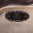 FENDI Celeria Shoulder Bag Leather Brown Silver Auth 198325-19