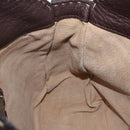 FENDI Celeria Shoulder Bag Leather Brown Silver Auth 198325-20
