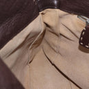 FENDI Celeria Shoulder Bag Leather Brown Silver Auth 198325-21
