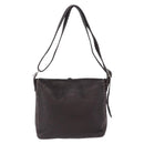 FENDI Celeria Shoulder Bag Leather Brown Silver Auth 198325-2