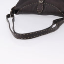 FENDI Celeria Shoulder Bag Leather Brown Silver Auth 198325-7