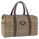 Burberrys Nova Check Boston Bag Canvas Beige Gold Tone Auth 198326-1