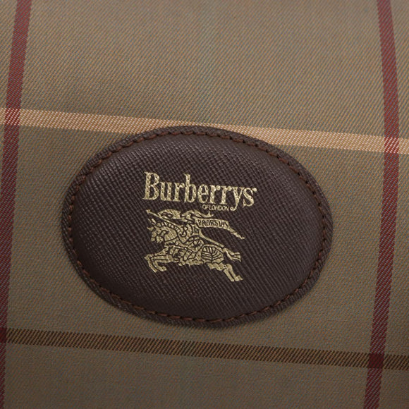 Burberrys Nova Check Boston Bag Canvas Beige Gold Tone Auth 198326