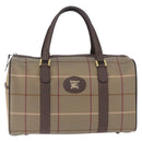 Burberrys Nova Check Boston Bag Canvas Beige Gold Tone Auth 198326-2