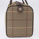 Burberrys Nova Check Boston Bag Canvas Beige Gold Tone Auth 198326-4