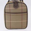 Burberrys Nova Check Boston Bag Canvas Beige Gold Tone Auth 198326-5