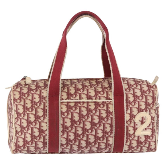 Christian Dior Trotter Boston Bag PVC Leather Red White Auth 198330