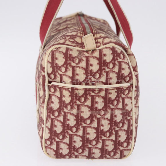 Christian Dior Trotter Boston Bag PVC Leather Red White Auth 198330