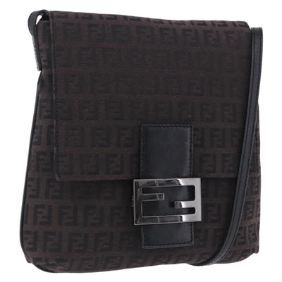 FENDI Zucchino Canvas Mamma Baguette Shoulder Bag Brown 8BT075 Auth 198331V