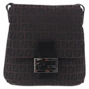 FENDI Zucchino Canvas Mamma Baguette Shoulder Bag Brown 8BT075 Auth 198331V-13