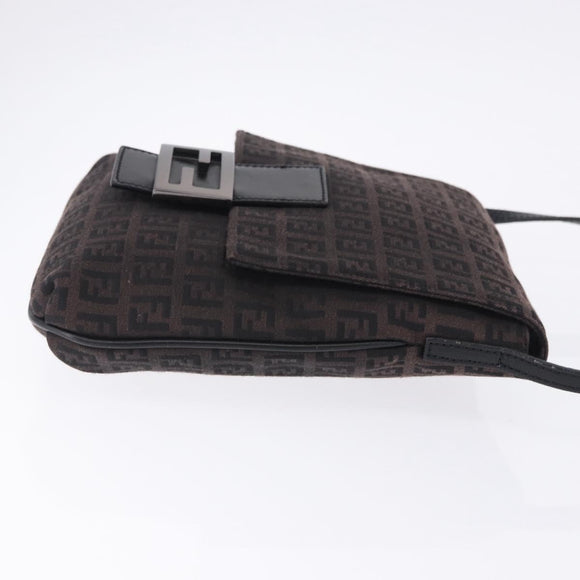 FENDI Zucchino Canvas Mamma Baguette Shoulder Bag Brown 8BT075 Auth 198331V